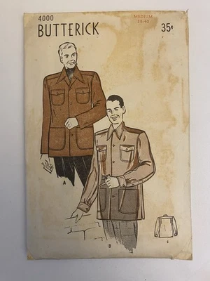 Butterick 4000 Men's Jacket with Pockets Pattern 1946 Size 38-40 - Image 1 of 4