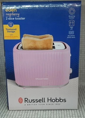 Russell Hobbs Eden Toaster Raspberry Pink Chrome 2 Slice 800W 27372 Kitchen - Image 1 of 4
