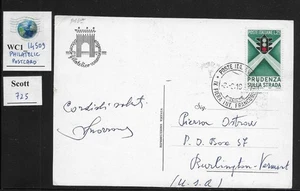 WC1_14509. ITALY. 1957 philatelic postcard w. 25 Lire TRAFFIC LIGHT. Sc. 725 - Picture 1 of 1