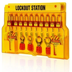 Lockout Tagout Station with 11 Safety Padlocks, 4 Hasps, 40 Lockout Tags, 40 ... - Picture 1 of 8