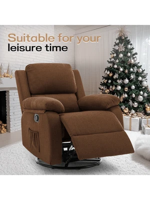 Upholstered Recliner Chair 360 Swivel Rocker Adults Glider Nursery Living Room - Image 1 of 4