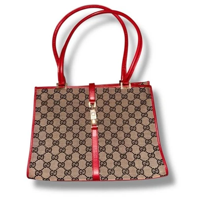 Bolso Jackie O Gucci GG de Lona y Cuero Rojo - De Colección, Excelente Estado Foto 1 de 4