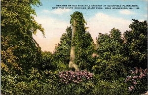 Vtg Brunswick GA Remains of Old Rice Mill Chimney Elizafield Plantation Postcard - Picture 1 of 2