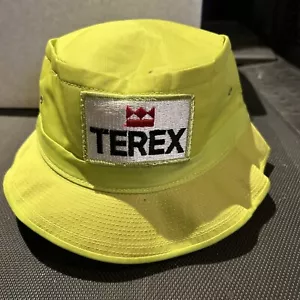 Vintage Terex Crane Bucket Hat Patch Green/Yellow Neon NOS Spots Shown In Pics - Picture 1 of 6