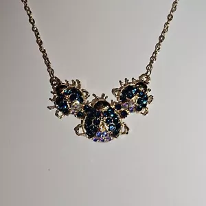 BETSEY JOHNSON RHINESTONE LADYBUGS CHOKER NECKLACE-NEW WITH TAGS - Picture 1 of 3