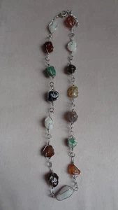 Multicoloured agates silver tone necklace - Picture 1 of 6