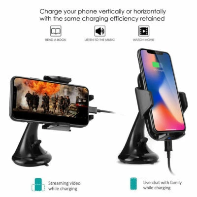 Wireless Car Charger 360 Windscreen Mount Dashboard Holder Mobile Phone Stand UK - Image 1 of 4