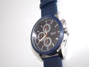 American Exchange Herren Marine Armband Chrom Uhr 50014 BRAUCHT BATTERIE - Bild 1 von 7