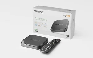 AMIKO A11 Green 4K UHD Android 11 TV Box Dual Band WiFi WLAN TV IP Receiver - Imagen 1 de 10