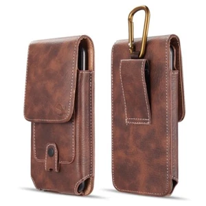 Cell Phone Holster Vertical Pouch Holster Belt  Bag Case Cover Large Leather - Picture 1 of 25