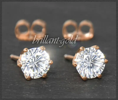 Gold Diamant Damen Ohrstecker mit 1,05ct; River & Si2 Brillanten; 585 Rotgold - Bild 1 von 4