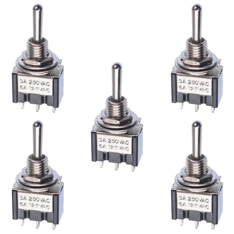 SWITCH ELECTRONICS 5 x Mini Momentary (On)Off(On) Toggle Switch Car Dash Dashboard Boat SPDT 12V