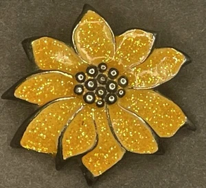 Avon Spilla Fiore Giallo Scintillante Spilla Ciondolo Smalto Tono Oro 1,5 Pollici - Foto 1 di 20
