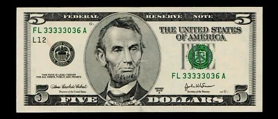 $5 2003-A Federal Reserve Note UNC Free Shipping #27 - Image 1 of 2