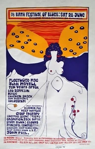 Led Zeppelin Fleetwood Mac Nice Ten Years After Bath Festival Poster S/N 1969 - Picture 1 of 2