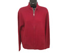 Isda & Co Womens Sweater L Red Cashmere Full Zip Mock Neck Pockets Long Sleeve