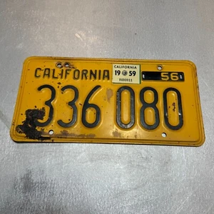 Placa de licencia original 1959 de California #336 080 - Imagen 1 de 2