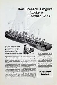 VINTAGE 1940s Print Ad ~ Western Union Keyboard... ~ How Phantom Fingers... - Picture 1 of 1