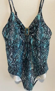 Catalina Women’s Blue Green One Piece Vintage Swimsuit Size 16/18 - Picture 1 of 9