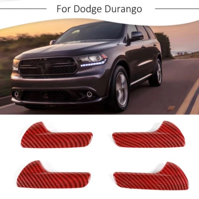 4pcs Inner Door Handle Cover Trim Decor For Dodge Durango 2011+ Red Carbon Fiber Foto 1 de 4