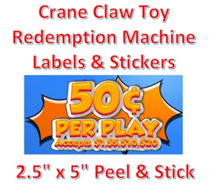 Crane Claw candy vending machine Labels Sticker Decal Price CARTOON - Picture 1 of 4