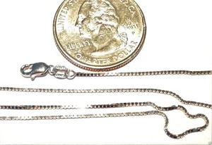 Cadena CAJA ORO BLANCO SÓLIDO PURO 14kt 30 pulgadas .8 mm con bloqueo de langosta ENVÍO GRATUITO - Imagen 1 de 3