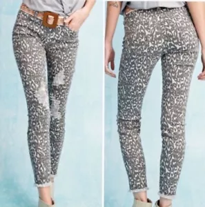 Easel Leopard Print Gray Distressed Skinny Jeans NWT Size Large - Picture 1 of 7