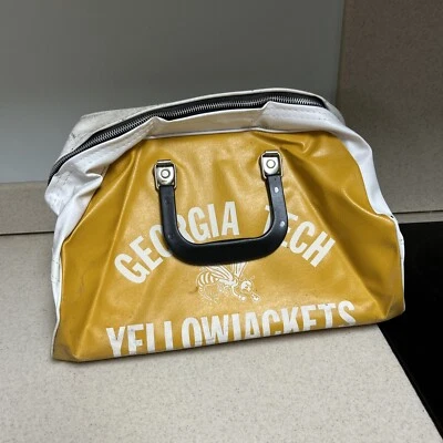 Bolso de boliche vintage Georgia Tech de cuero de dos tonos chaquetas amarillas raro Foto 1 de 4
