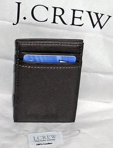 J CREW INSIDE OUT MAGIC WALLET LEATHER BROWN NWT - Picture 1 of 4