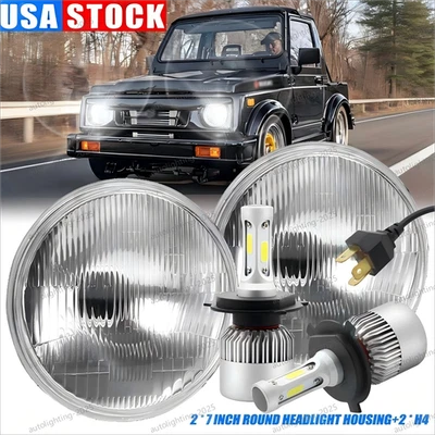 Par de faros LED redondos de 7 pulgadas haz alto/bajo DRL para Suzuki Samurai 1986-1995 Foto 1 de 4