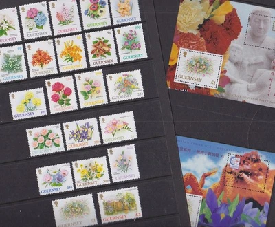 Guernsey 1992-95 Mint MNH Definitive 23 values 2 Minisheets Flowers Roses Pinks - Image 1 of 4
