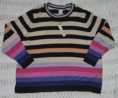 NUEVO Suéter Nic + Zoe Mujer Tejido Joya Rayas Manga Larga Cuello Redondo Talla 2X  Foto 1 de 4