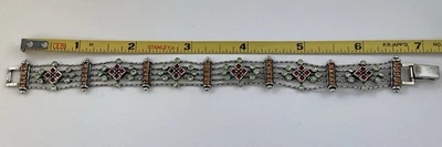 Brazalete de eslabones de alambre tono plata Napier pequeñas gemas Art Deco perfecto Foto 1 de 2