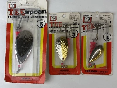 Vintage Luhr-Jensen Tee Spoon Hammered Nickel Brass Three Lures #6  #5  #4 USA - Image 1 of 4
