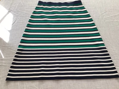 NUEVO CON ETIQUETAS Tory Burch Falda Deportiva Azul Marino, Verde, Blanco, Tejido a Rayas Talla L Foto 1 de 4