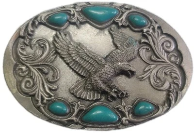 Arroyo Grande Belt Buckle Southwest Style Eagle Turquoise Colored As Is No clip - Image 1 of 4