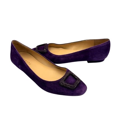 Talbots 8.5M Rumi Jewel ciruela púrpura gamuza cuero sin cordones punta almendra planos Foto 1 de 4