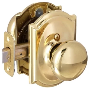 SCHLAGE F10 PLY 605 CAM Camelot Collection Plymouth Passage Knob, Bright Brass - Bild 1 von 3