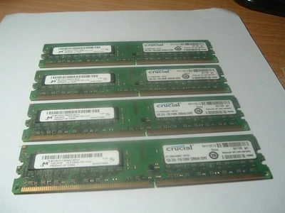 4 - Crucial PC2-5300 (DDR2-667) 1 GB UDIMM 667 MHz RAM Memory = 4GB TOTAL - Image 1 of 4