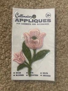 Neu Vintage Kostümmacher Applikation zum Aufnähen Rosa Rose - Bild 1 von 2