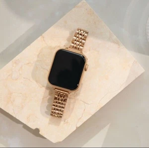 Apple Watch Replacement Band Rose Gold Stainless Steel Chain Link Strap 42 44 45 - Picture 1 of 14