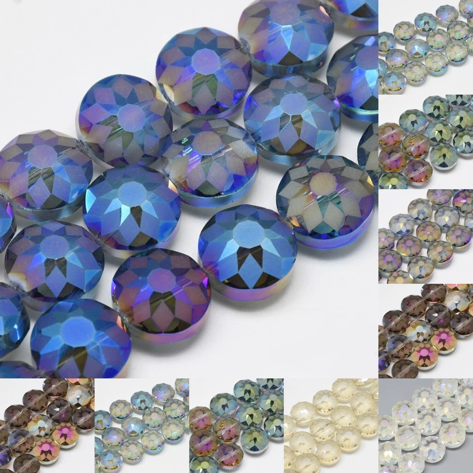 Kristallperlen Handgeschliffen Scheibe Kristall Perlen Gefrostet 14mm 5 Stück - Bild 1 von 1