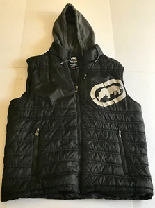 Ecko Unltd Men's Black Sleeveless Hoodie Puffer Vest Full Zip Jacket Size XL - Picture 1 of 11