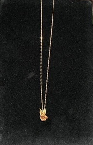 Vintage Krementz Signed Dainty Rose Gold Overlay Pendant On 18” Chain Necklace - Picture 1 of 4