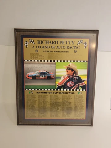 RICHARD PETTY   CAREER HIGHLIGHTS LIMITED  AUTOGRAPHED WOOD PLAQUE 13” X 15 3/4” Cover
