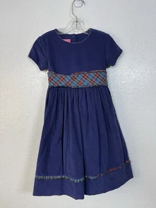Claire & Charlie Girls 4 Blue Tartan Plaid Corduroy Mary Poppins Dress - Picture 1 of 6