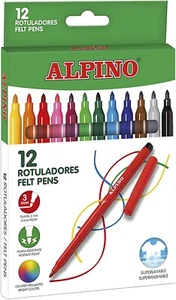 Alpino 12 Rotuladores de Colores | Punta Resistente de 3mm para Colorear - Imagen 1 de 4