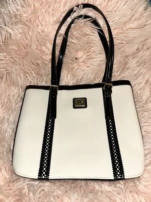 Bolso de hombro Anne Klein para mujer blanco y negro con interior de lunares Foto 1 de 4