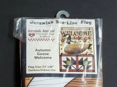 Bandera de arte popular Jeremiah Junction línea de abeja otoño ganso bandera de bienvenida 24"x 36"  Foto 1 de 4