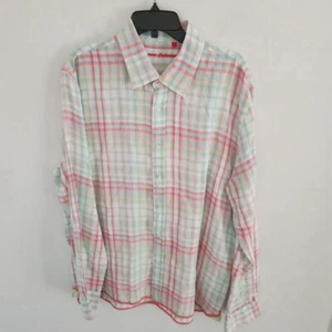Report Collection Mens Shirt XL Colorful Long Sleeve Button Down 100% Linen - Picture 1 of 7